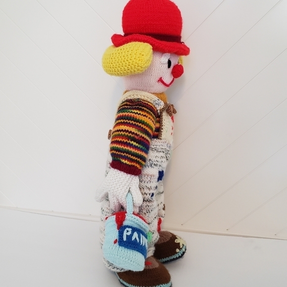 VINTAGE Jean Greenhowe Knitted Clown Doll Painter - Picture 11 of 11